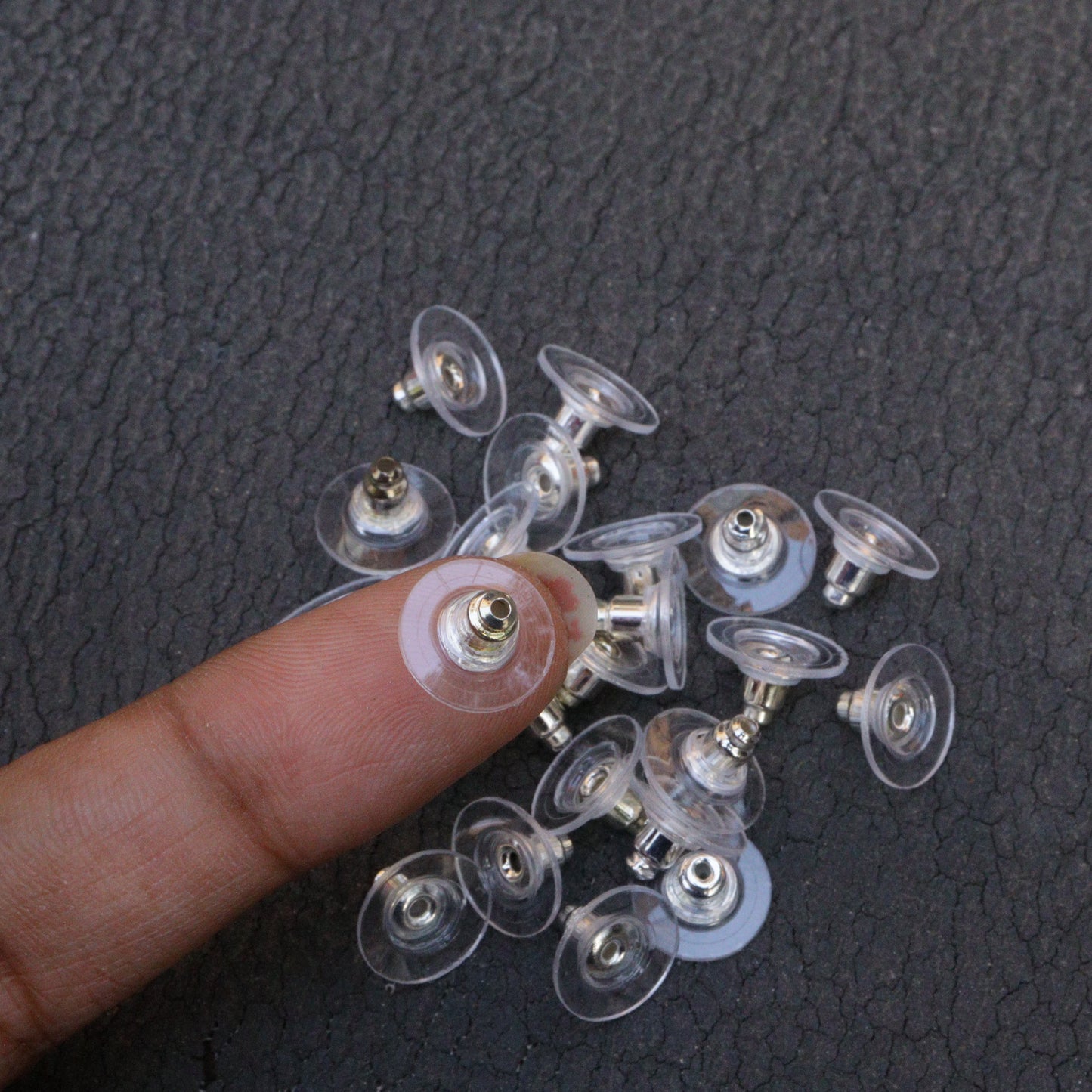 Silver Bullet Clutch Earring Backs with Silicone Pad for Jewelry making, Pack of 100pcs