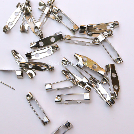 Silver Brooch clip base pins/ safety pins/ brooch settings base for DIY craft and jewelry making, Pack contains 50pcs