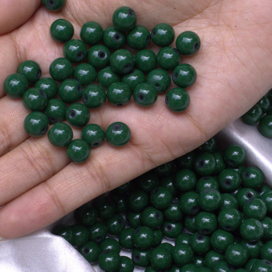 Green Glass Beads of 8mm for jewelry making, DIY craft and many more