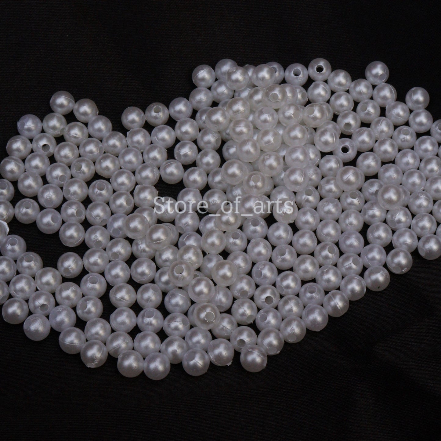 White Plastic pearl beads of 6mm for jewelry making, Embroidery work, DIY craft / Pack include 1000pcs