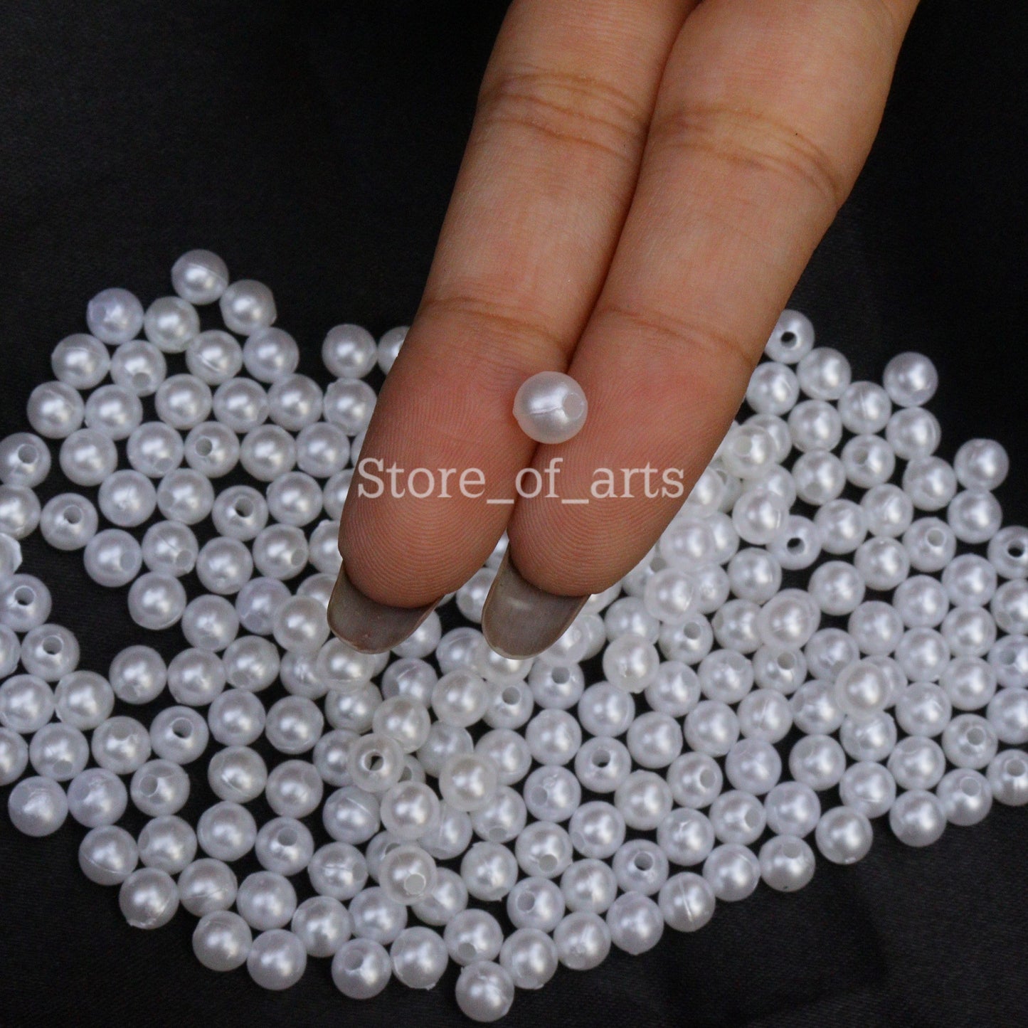 White Plastic pearl beads of 6mm for jewelry making, Embroidery work, DIY craft / Pack include 1000pcs