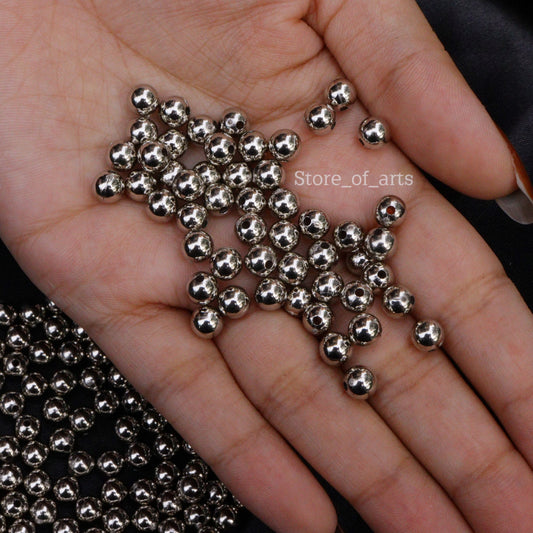 Silver Plastic pearl beads of 6mm for jewelry making, Embroidery work, DIY craft / Pack include 500pcs