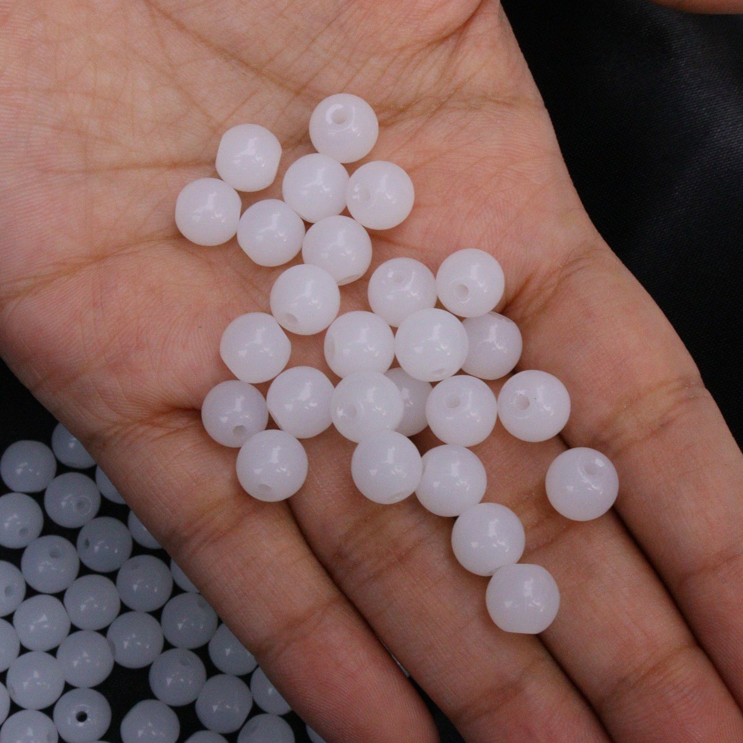 Glass Beads White 8mm Round for Jewelry Making, 500gm approx. 800 beads