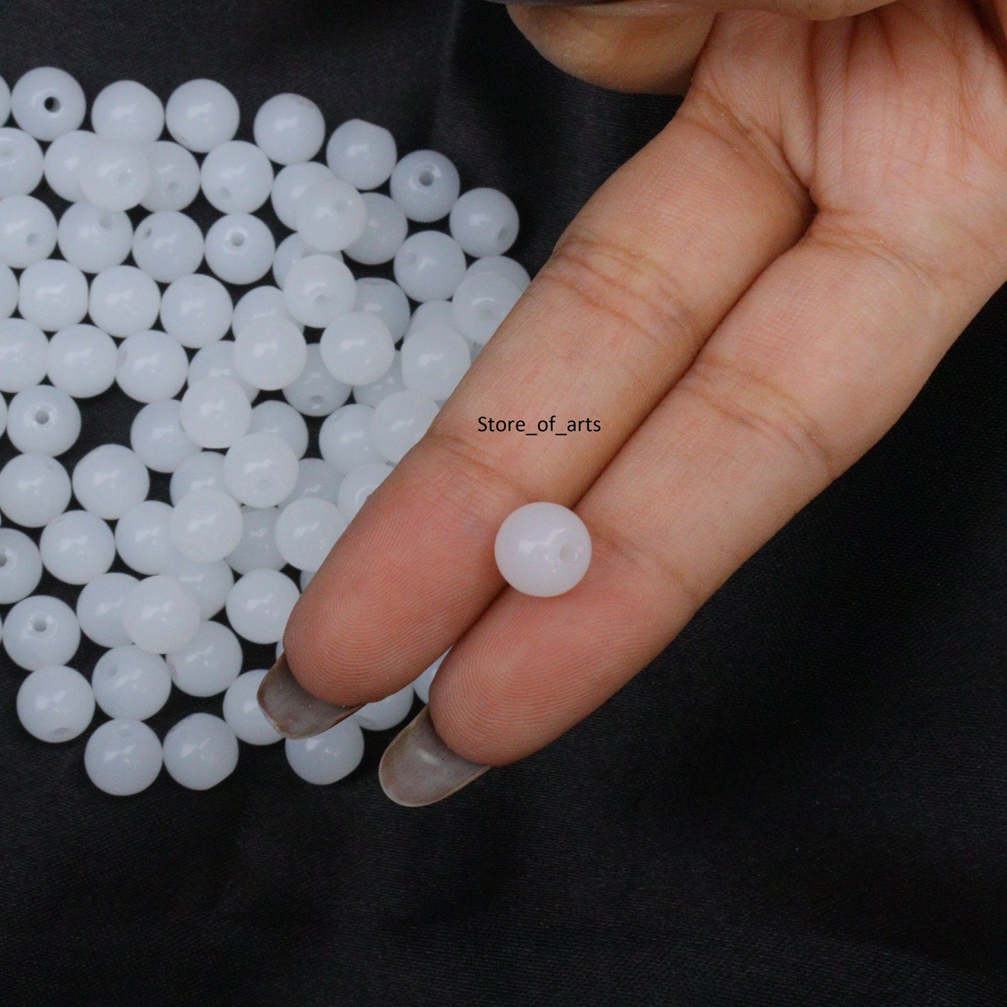 Glass Beads White 8mm Round for Jewelry Making, 500gm approx. 800 beads