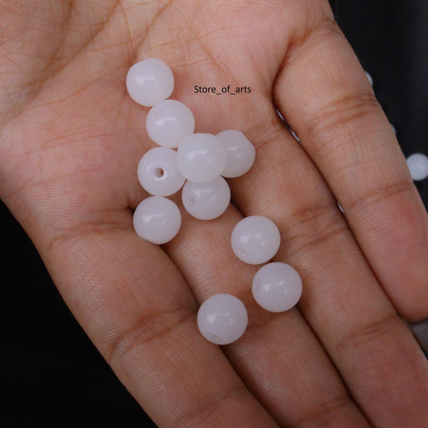 Glass beads of 8mm Light Green and white beads combo for jewelry making, Each pack contains 100pcs (Total 200pcs)