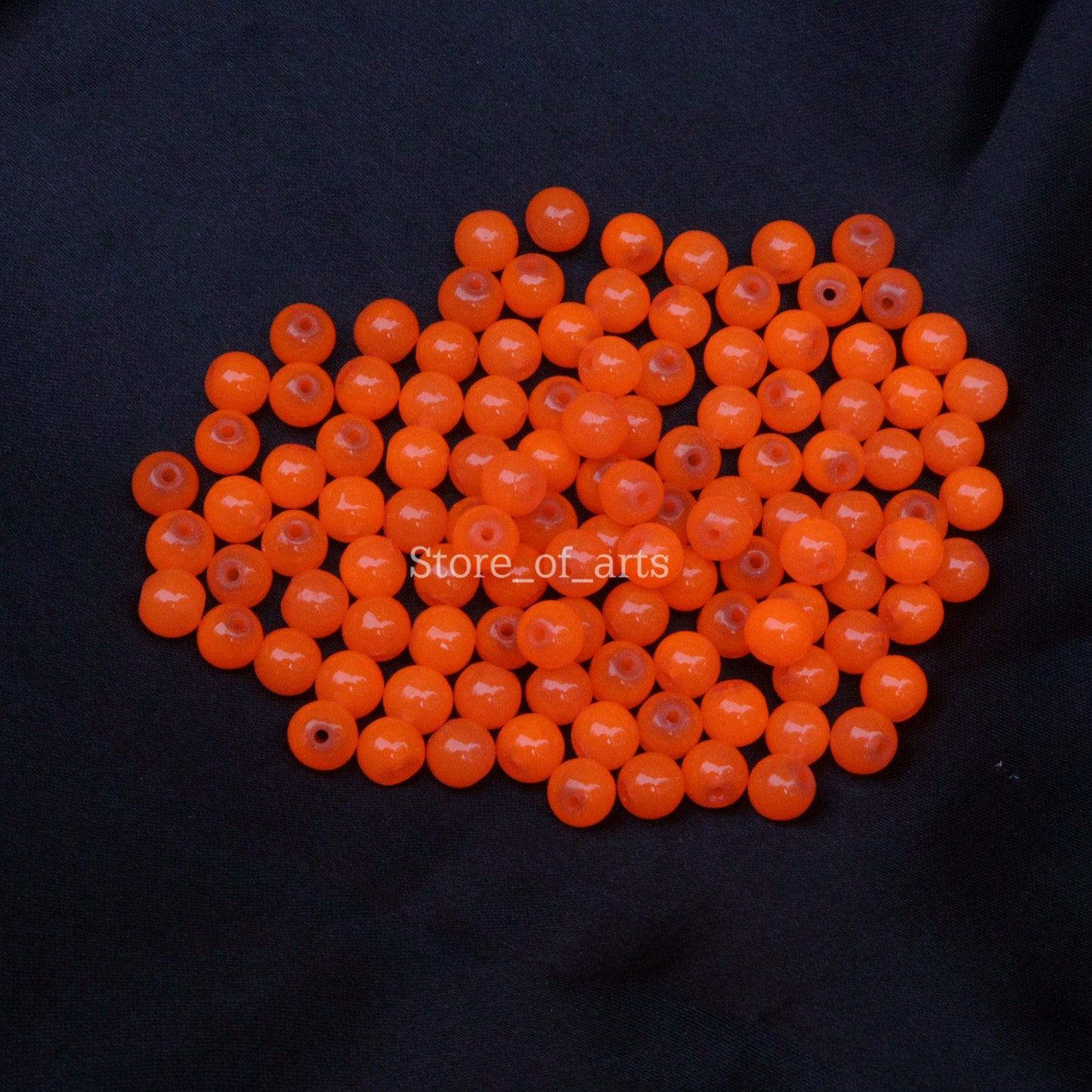 Neon Orange Glass Beads of 8mm for jewelry making, DIY craft and many more, Pack contains 100pcs beads