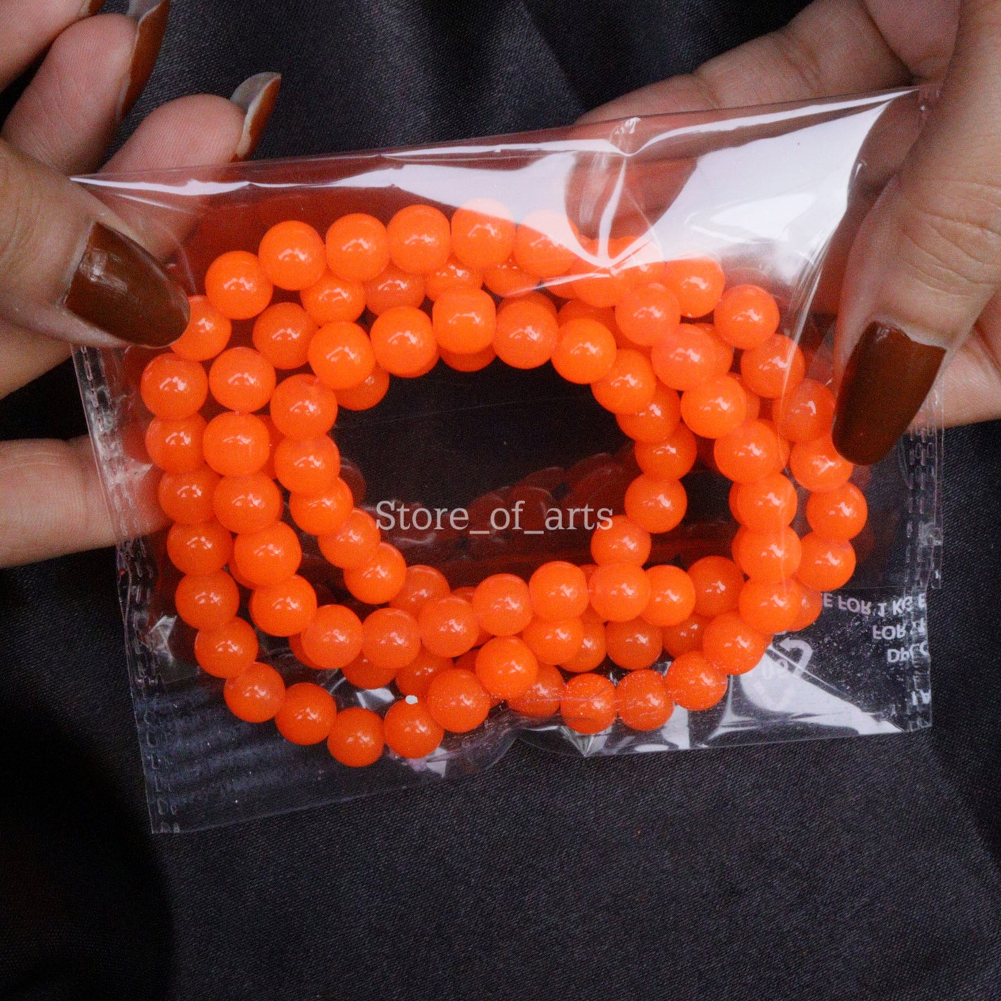 Neon Orange Glass Beads of 8mm for jewelry making, DIY craft and many more, Pack contains 100pcs beads