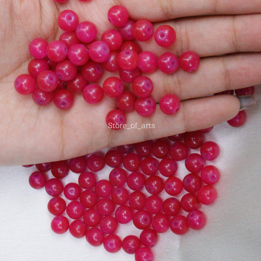 Pink Glass Beads of 8mm for jewelry making, DIY craft and many more