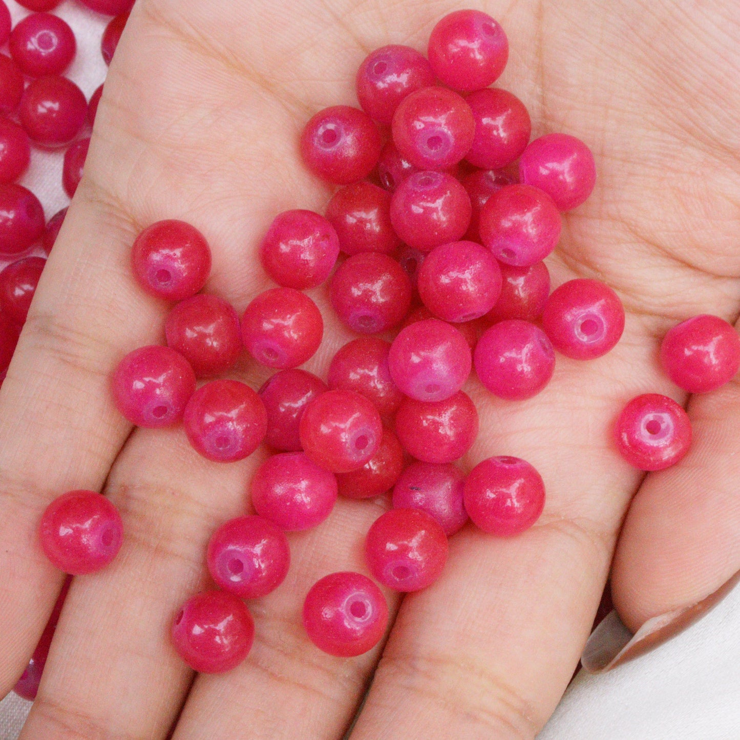 Glass Beads Dark Pink 8mm Round for Jewelry Making, 500gm approx. 800 beads