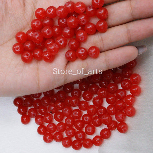 Red Glass Beads of 8mm for jewelry making, DIY craft and many more