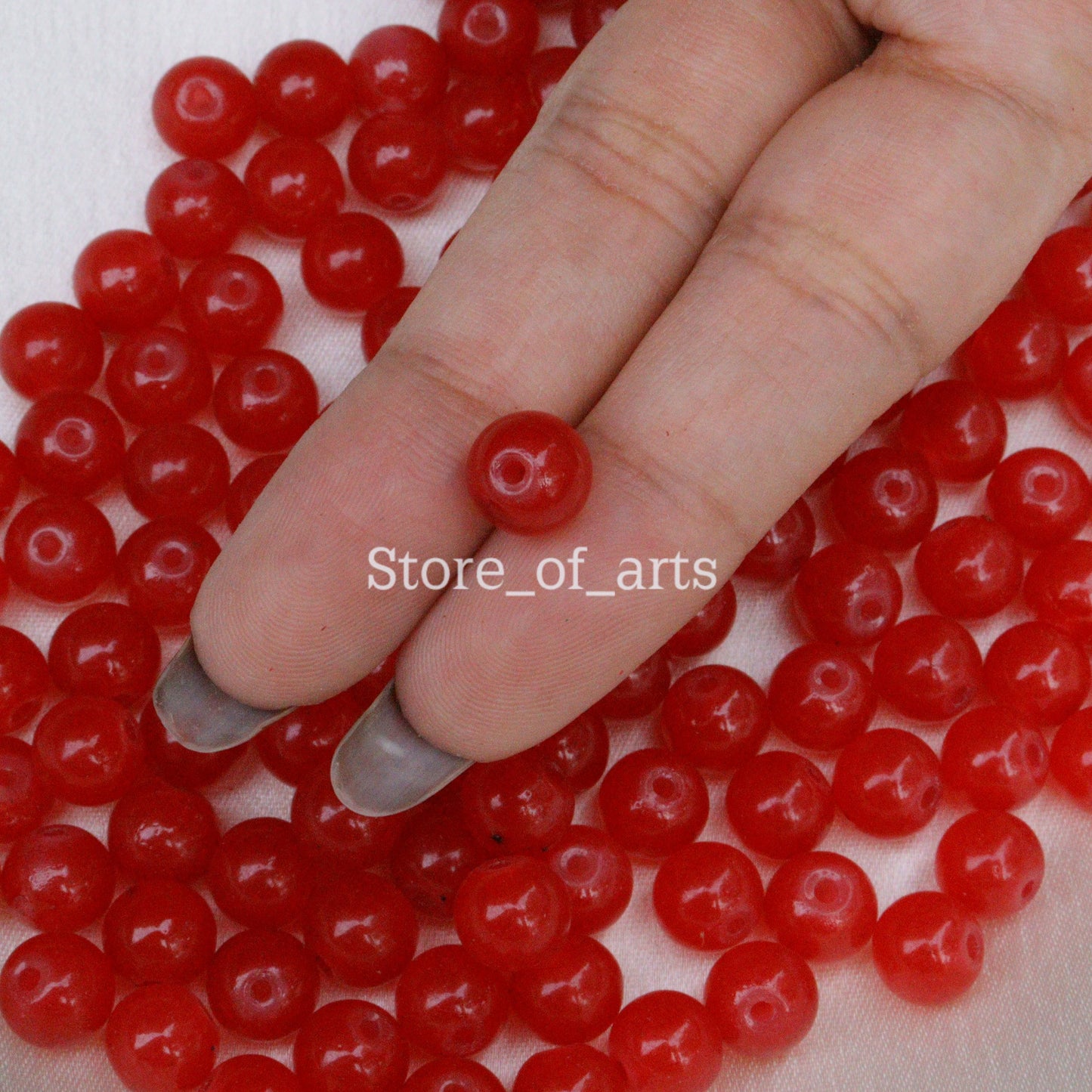 Glass beads of 8mm Light Green and Red beads combo for jewelry making, Each pack contains 100pcs (Total 200pcs)