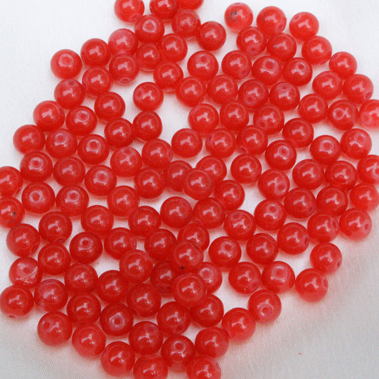 Glass Beads Red 8mm Round for Jewelry Making, 500gm approx. 800 beads
