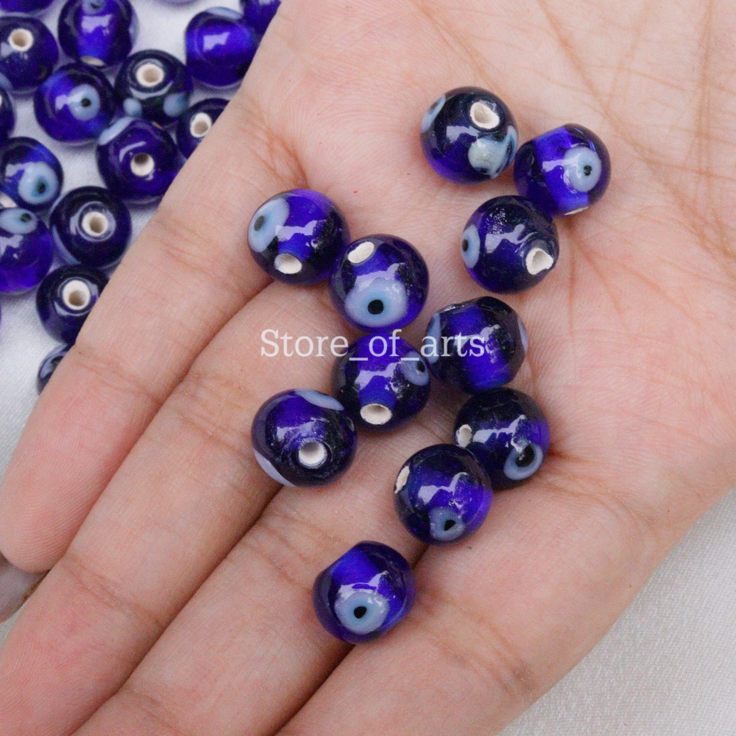 Round Evil eye beads of 8mm for necklace, earrings and bracelets in a string / dark blue evil eye beads/nazar battu beads, Pack include 50pcs