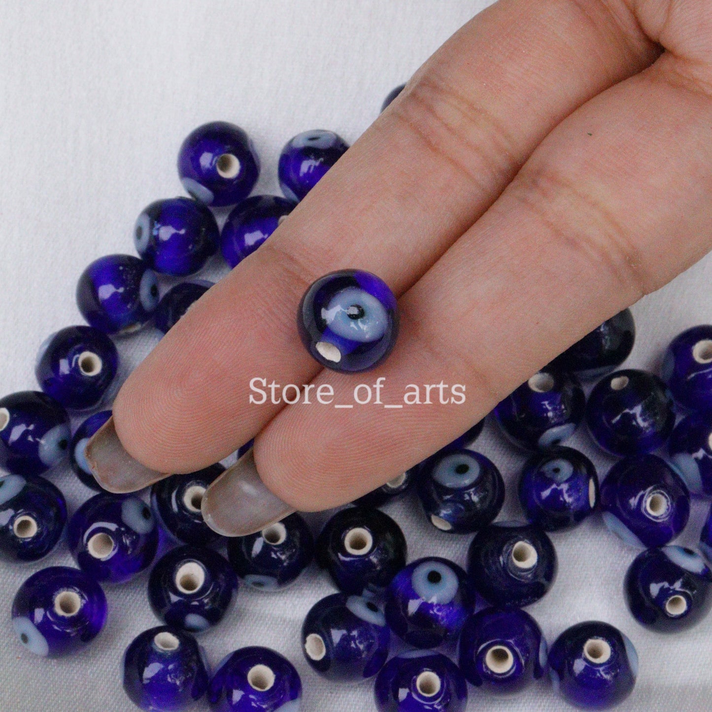 Round Evil eye beads of 8mm for necklace, earrings and bracelets in a string / dark blue evil eye beads/nazar battu beads, Pack include 50pcs