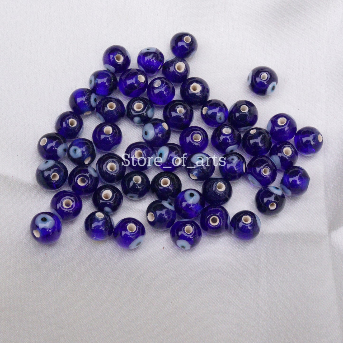 Round Evil eye beads of 8mm for necklace, earrings and bracelets in a string / dark blue evil eye beads/nazar battu beads, Pack include 50pcs