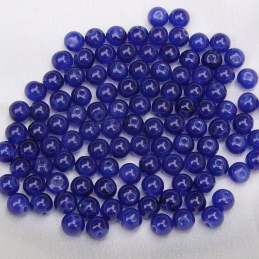 Glass Beads Dark Blue 8mm Round for Jewelry Making, 500gm approx. 800 beads