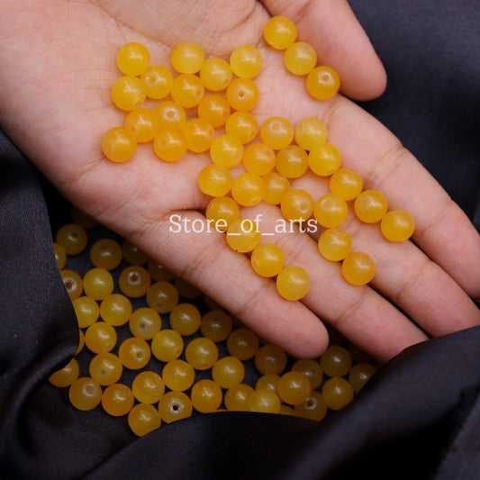 Yellow Glass Beads of 8mm for jewelry making, DIY craft and many more.