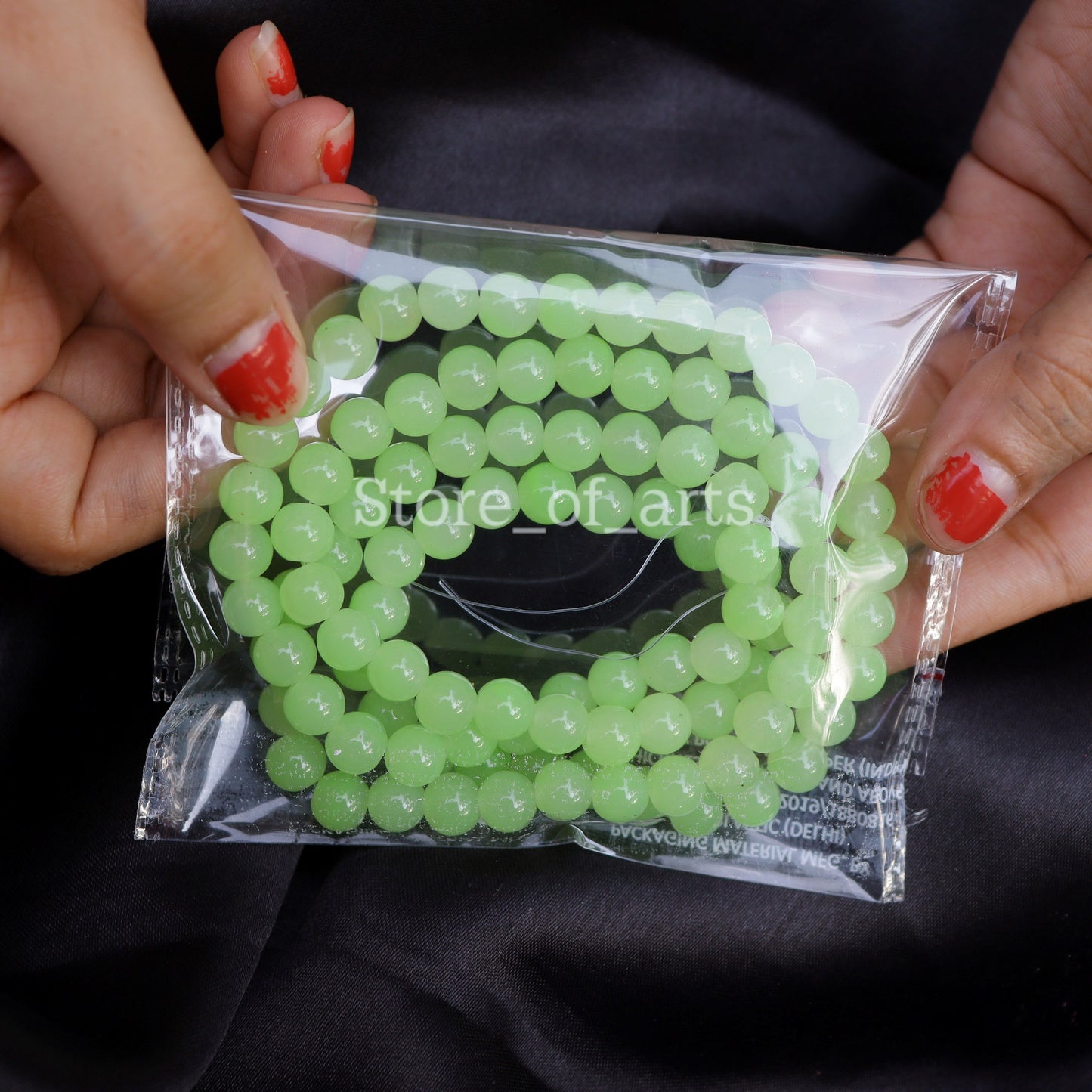 Glass beads of 8mm Light Green and white beads combo for jewelry making, Each pack contains 100pcs (Total 200pcs)