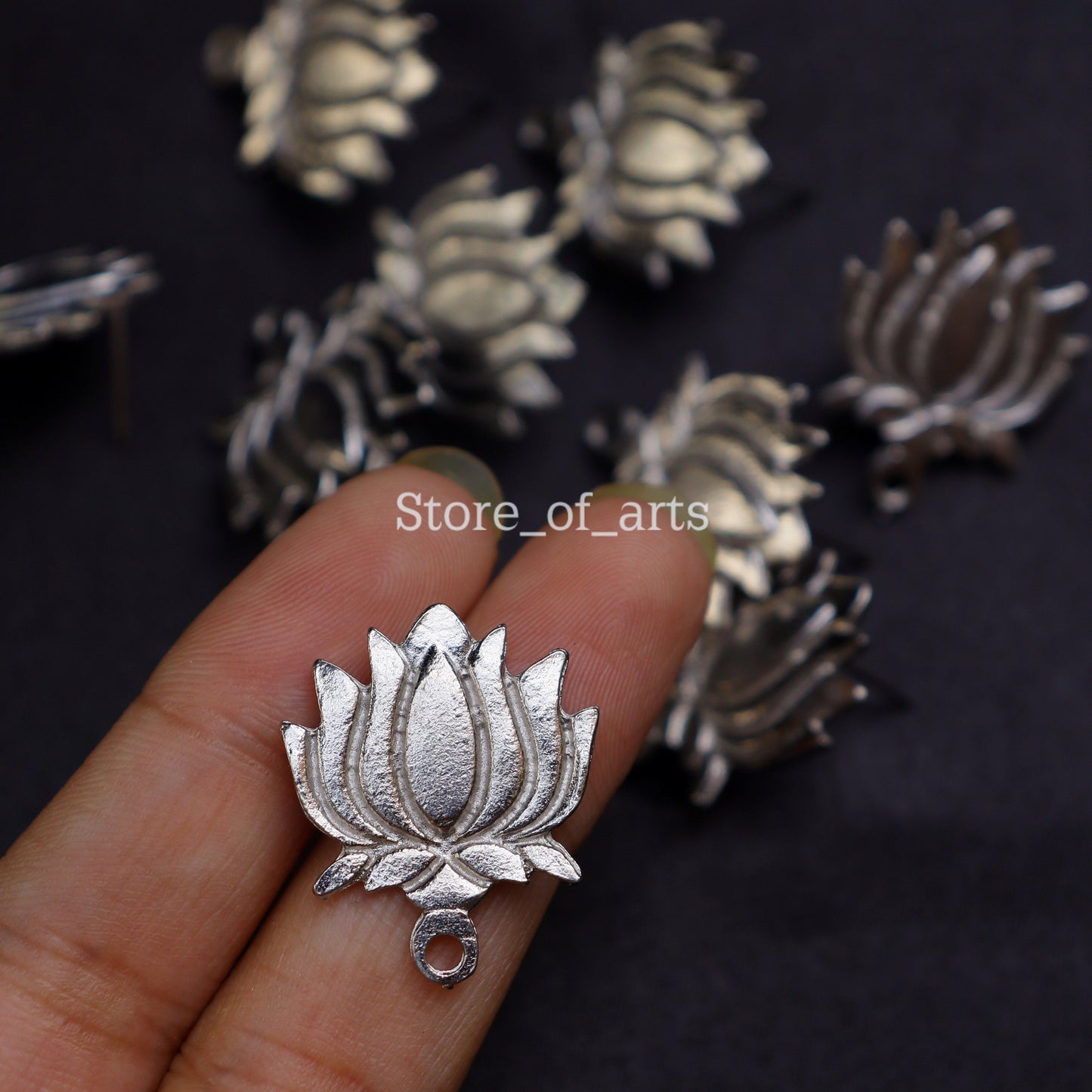 Oxidized Lotus studs for earrings making/ earrings making studs, Pack of 10 pairs (20 pcs)