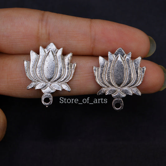 Oxidized Lotus studs for earrings making/ earrings making studs, Pack of 10 pairs (20 pcs)