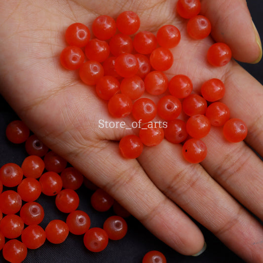 Orange Glass Beads of 8mm for jewelry making, DIY craft and many more.