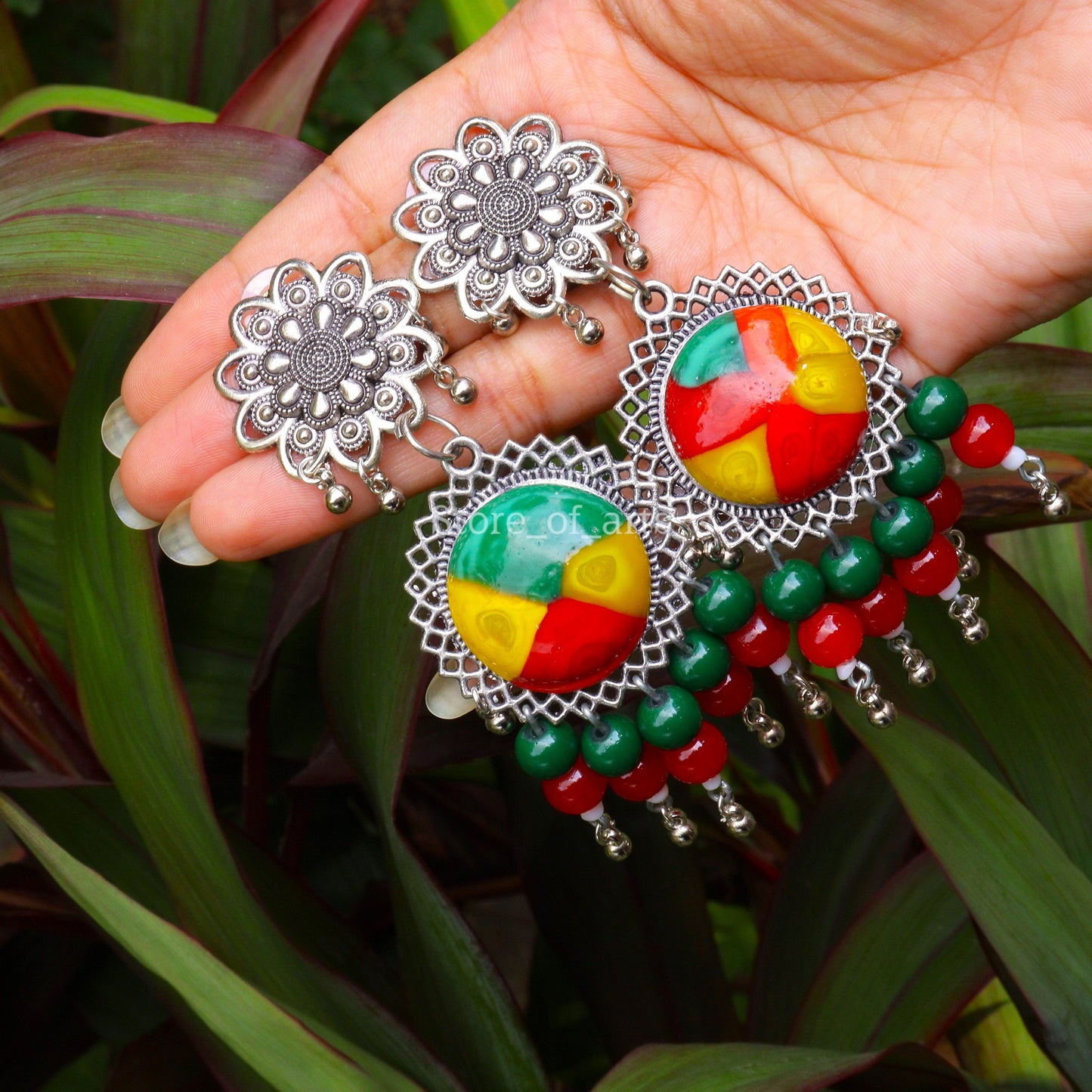 Creative Multicolor oxidized earrings for women, Heavy Party wear earrings