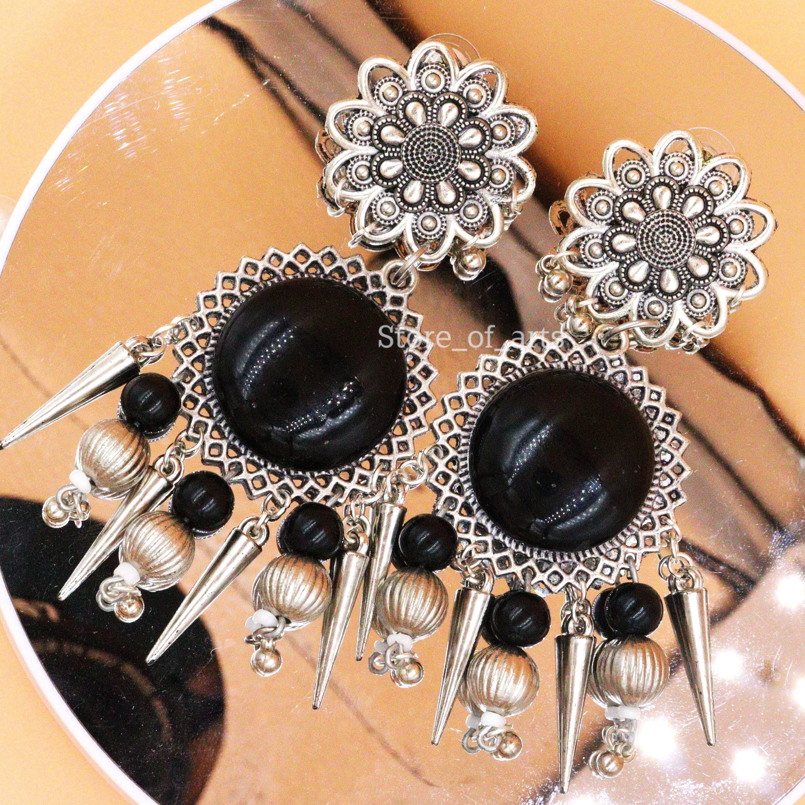 92.5 Silver Fancy Party Wear Tops Stud Earrings For Girls - Silver Palace