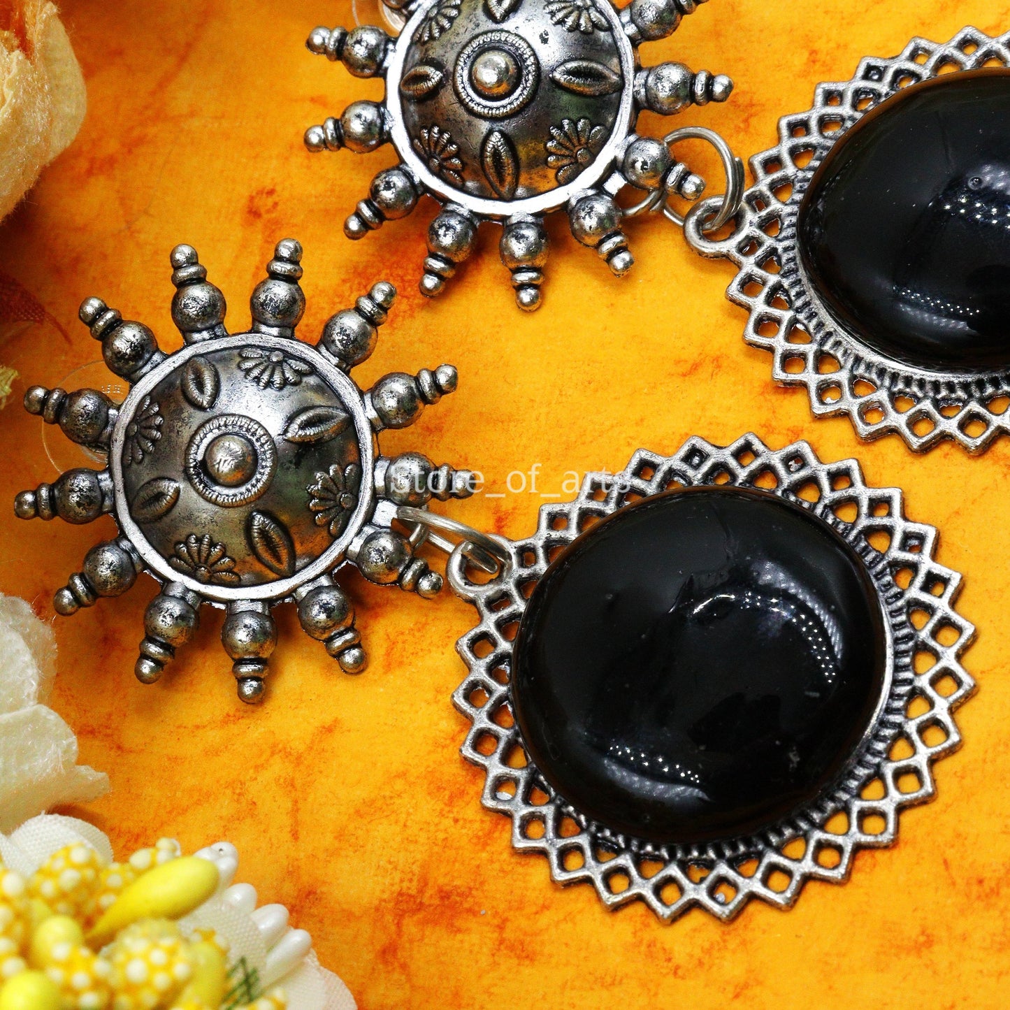 Black oxidized earrings for women