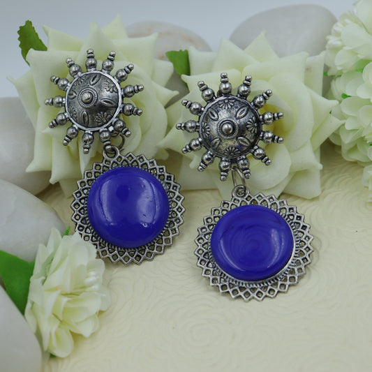 Dark Blue oxidized earrings for women