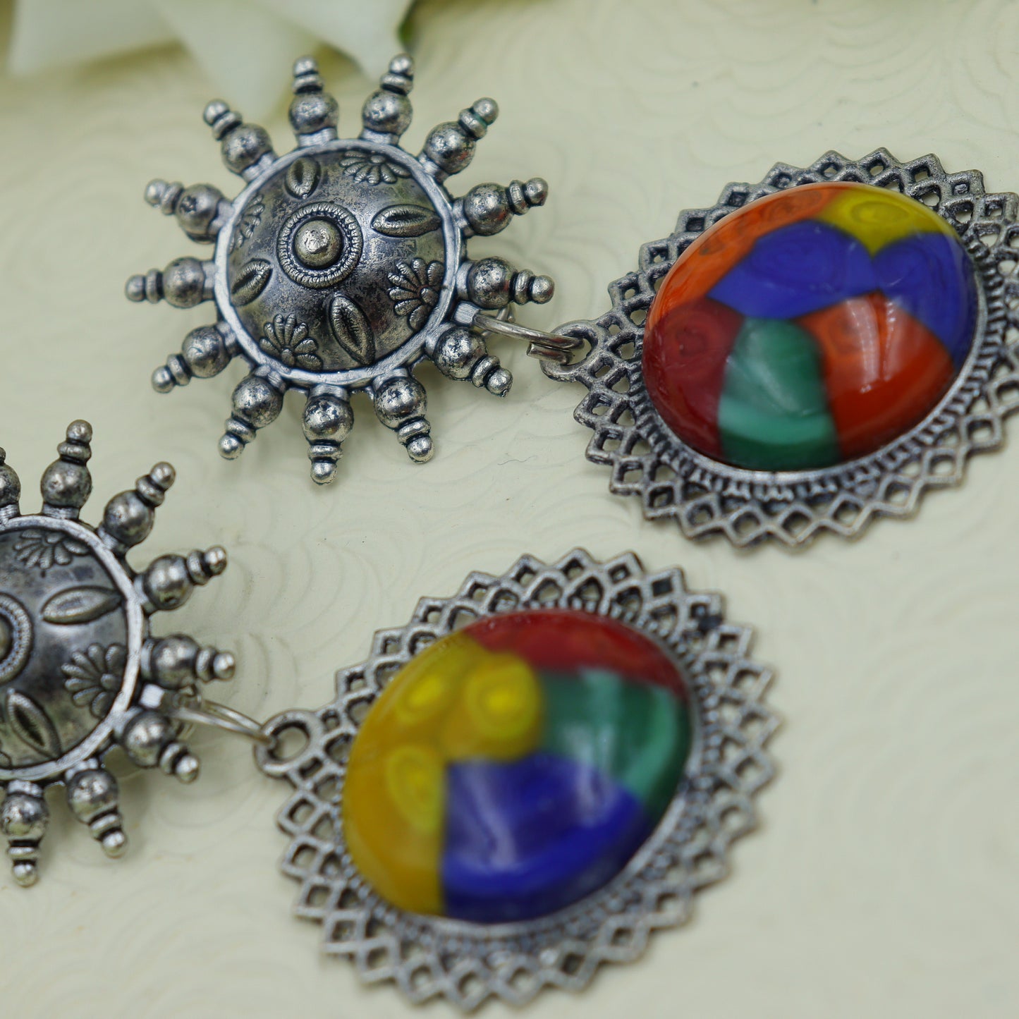 Multicolor oxidized earrings for women