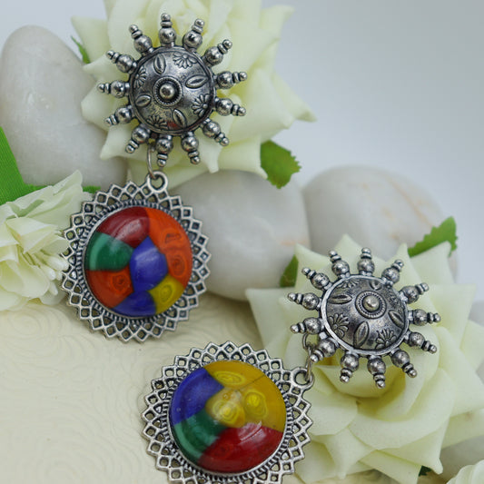 Multicolor oxidized earrings for women