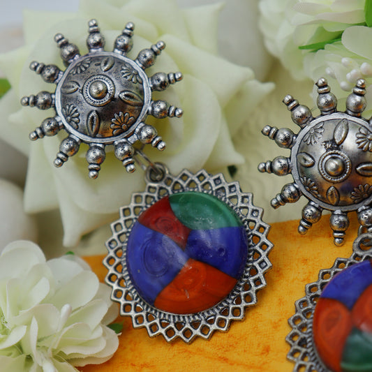 Multicolor oxidized earrings for women