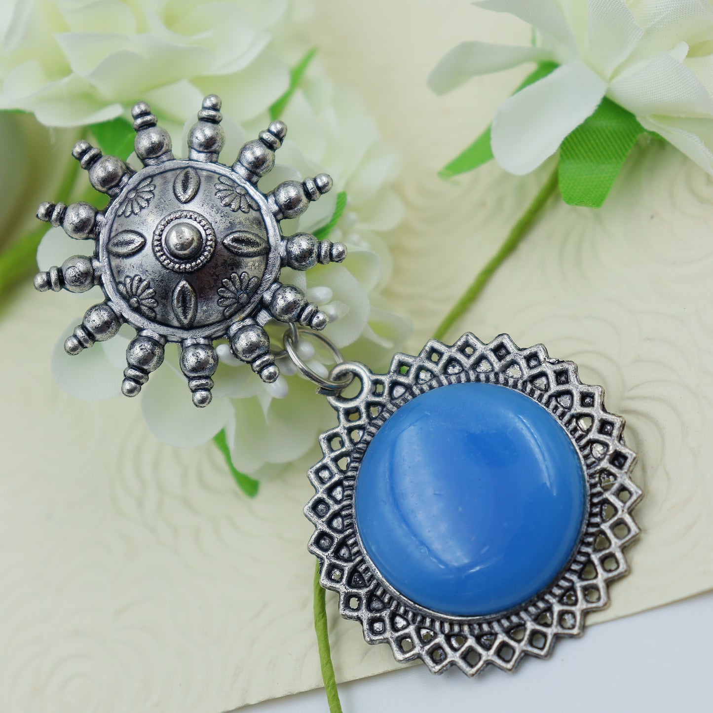 Blue oxidized earrings for women