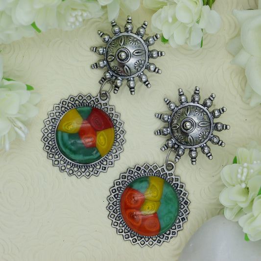 Multicolor oxidized earrings for women