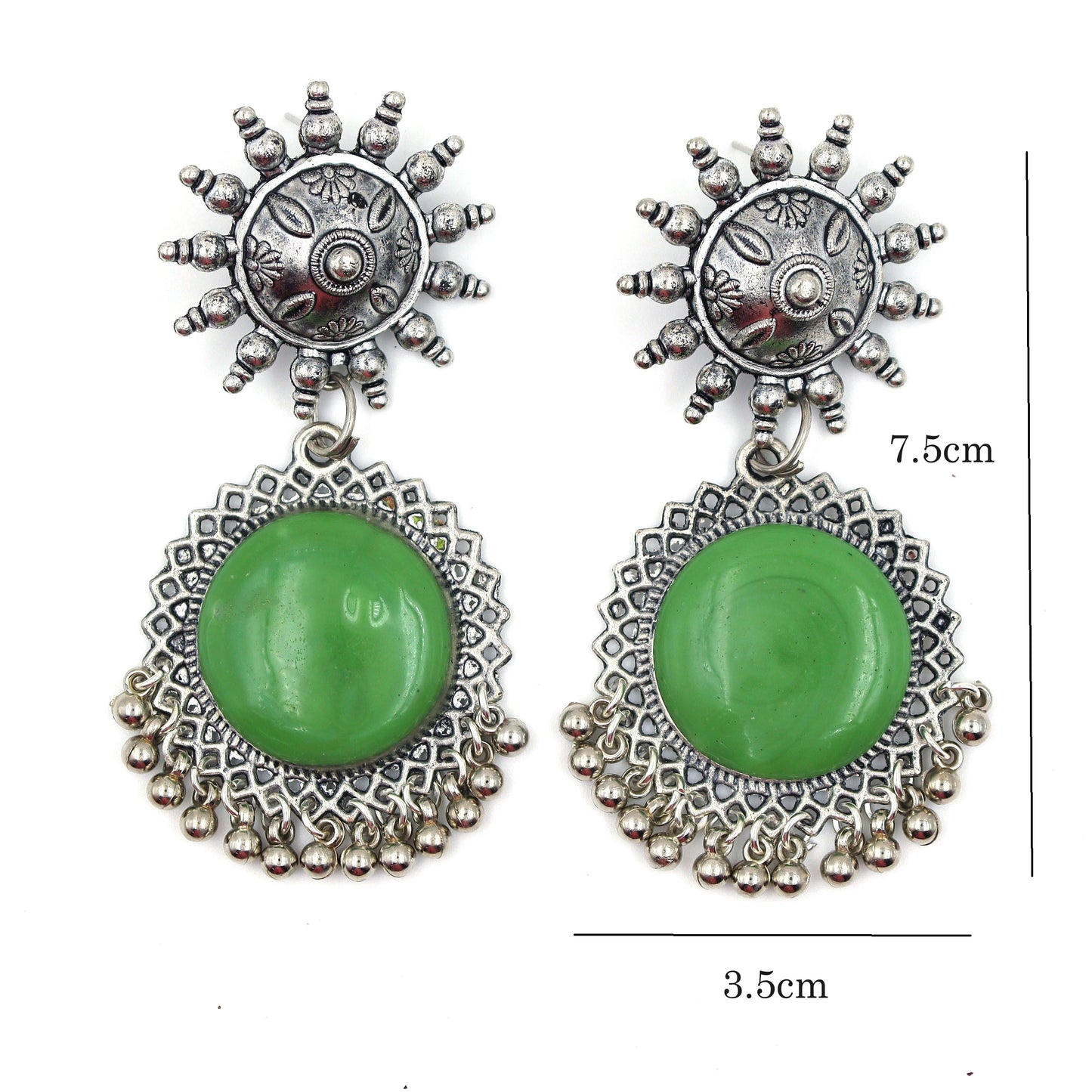 Green oxidized earrings for women