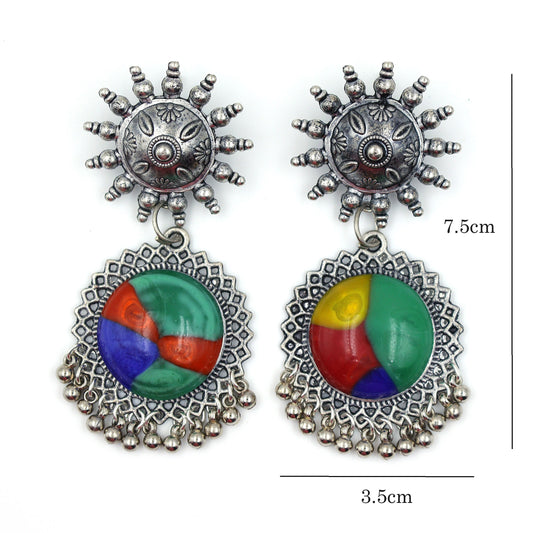 Green blue multicolor party wear earrings for women