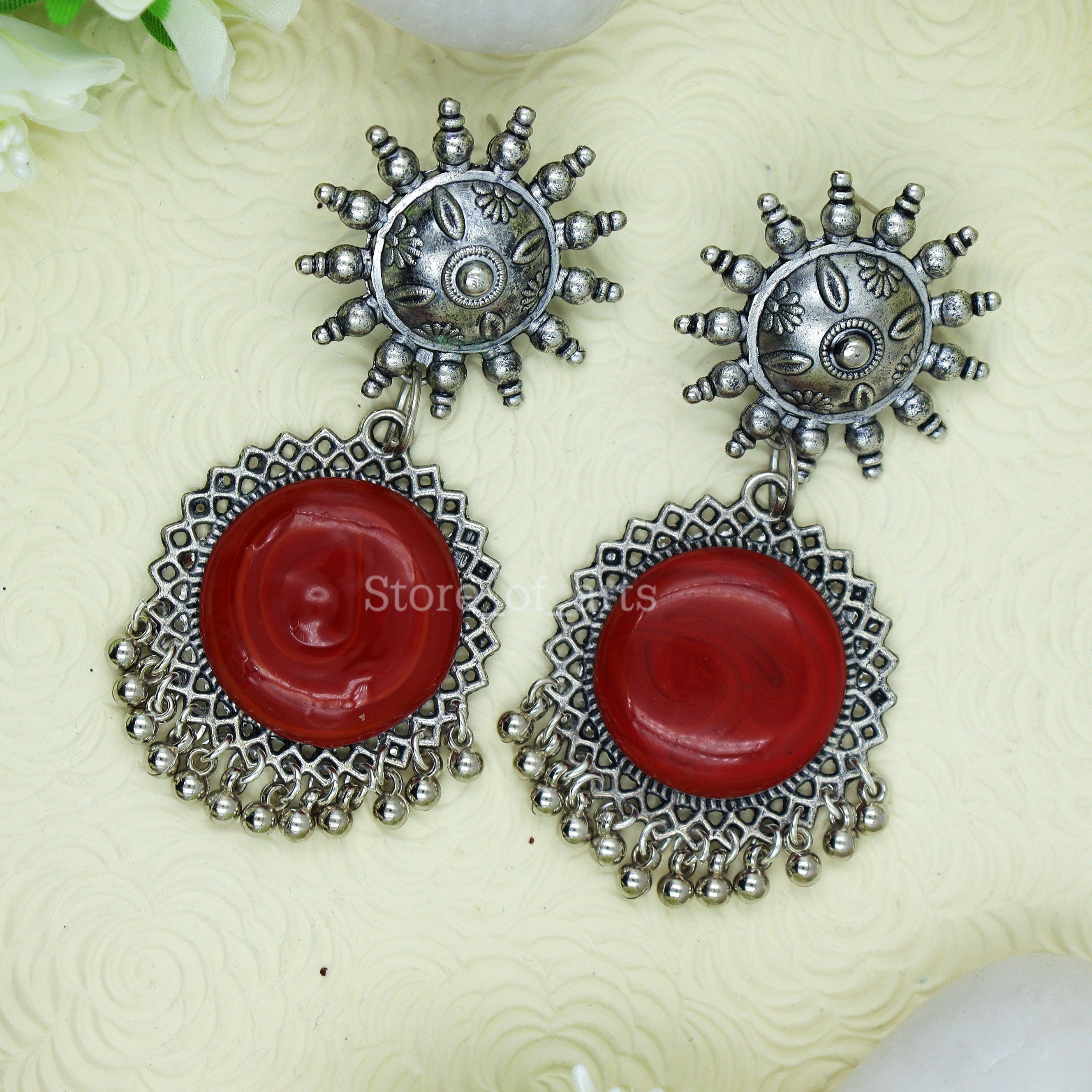 Buy Gold-Toned & Red Earrings for Women by Crunchy Fashion Online | Ajio.com