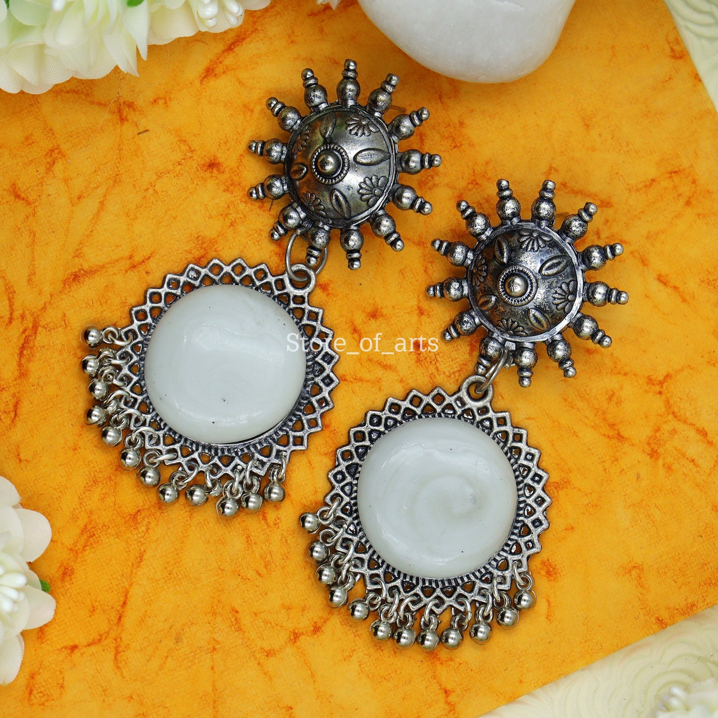 Party wear white earrings for women