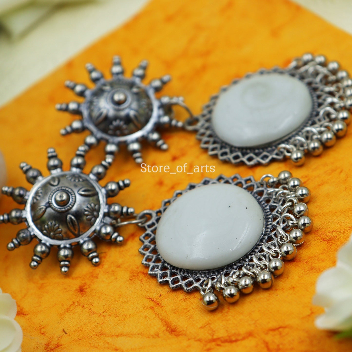 Party wear white earrings for women