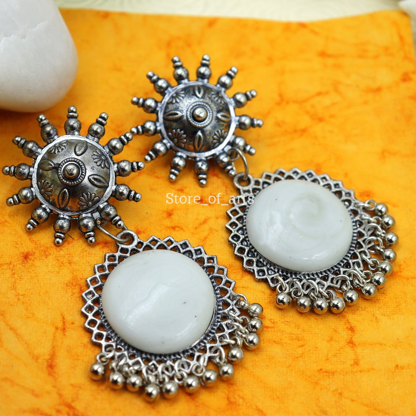 Party wear white earrings for women