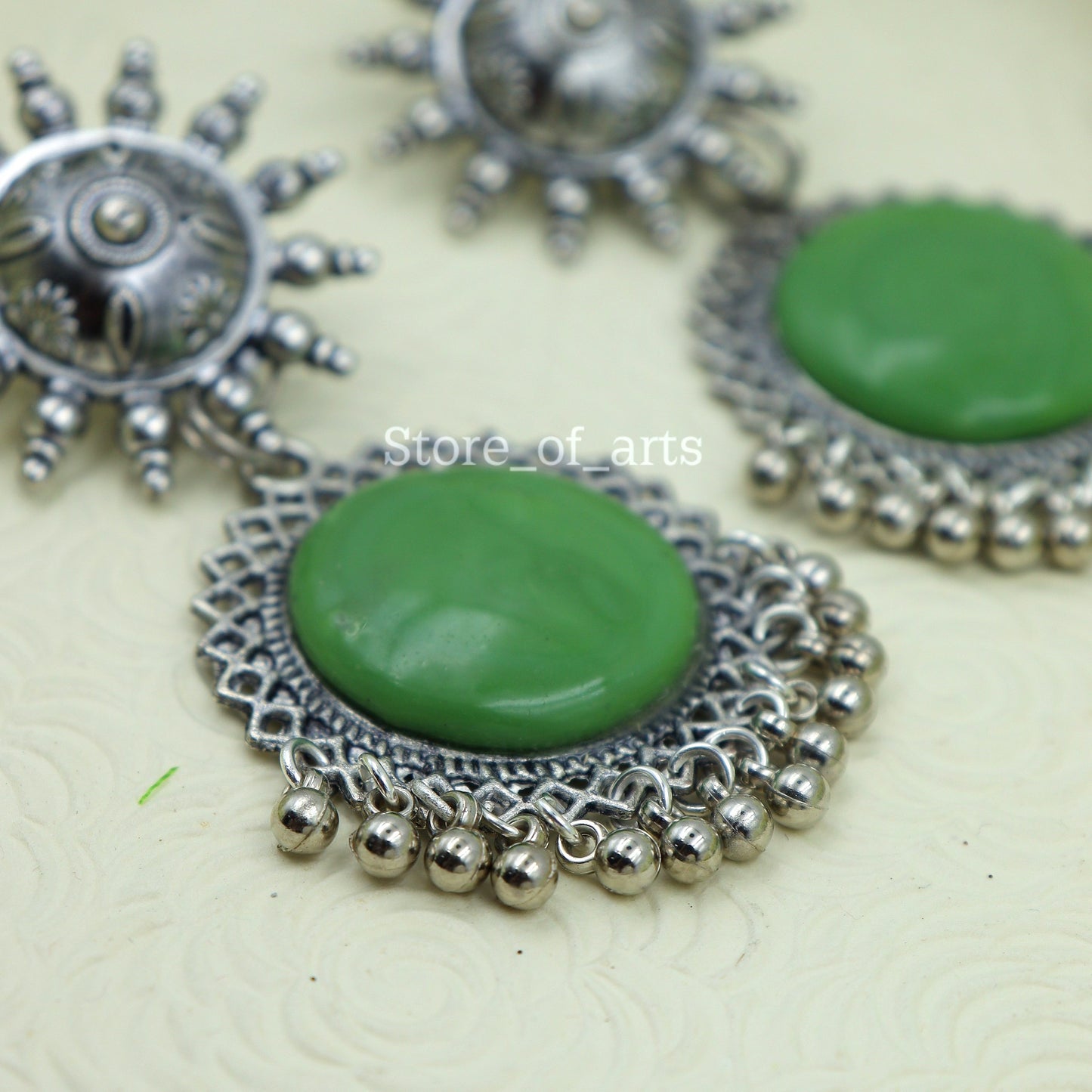 Green oxidized earrings for women