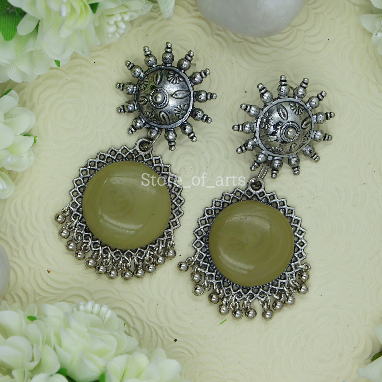 Exquisite Oxidized Stone Earrings - Perfect for Party Wear