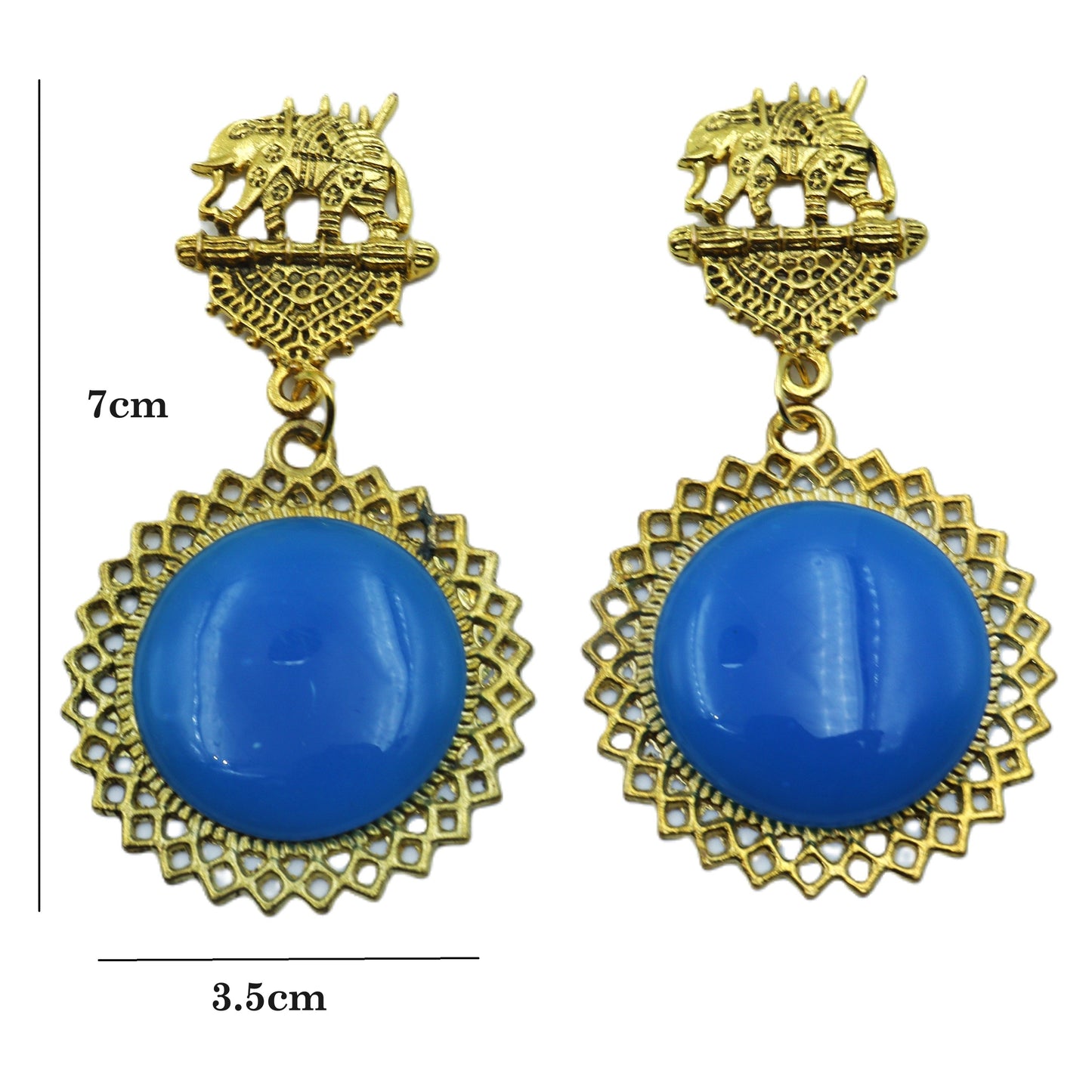 Gold Azure Oxidized Elephant Earrings for women