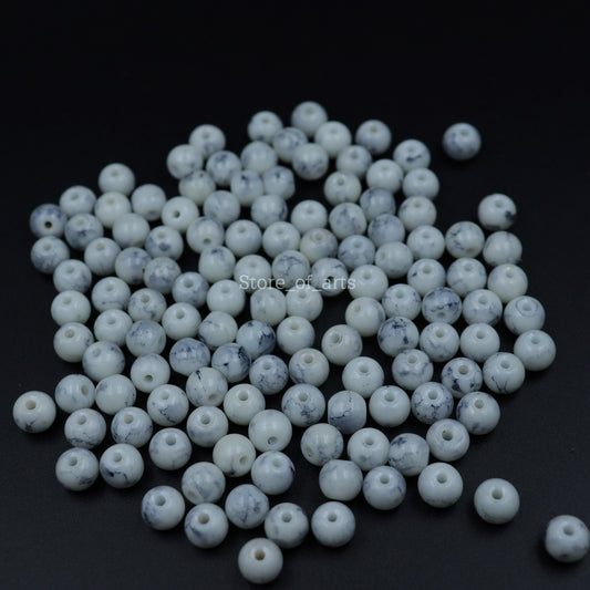 Marble Effect Round Glass beads of 8mm with Matte Finish, Pack include 200pcs