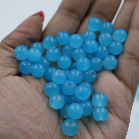 Glass Beads Sky Blue 8mm Round for Jewelry Making, 500gm approx. 800 beads