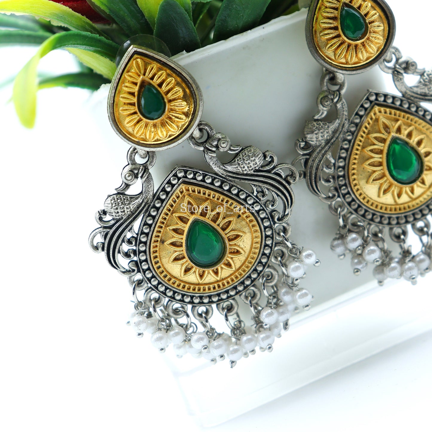 Beautiful Oxidized Gold & Silver Earrings: Radiant Style for Every Woman