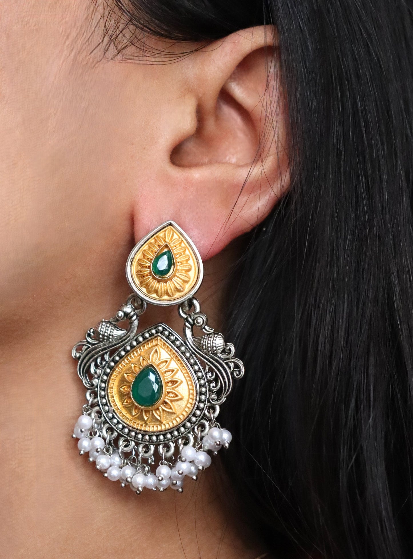 Beautiful Oxidized Gold & Silver Earrings: Radiant Style for Every Woman