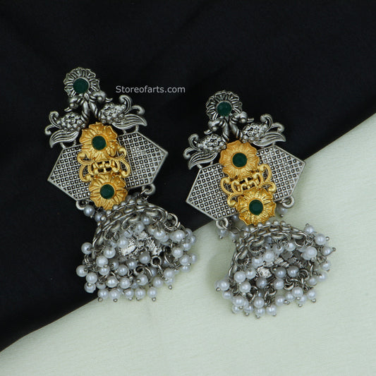 Antique Aura: Vintage Charm German Silver Earrings for Women