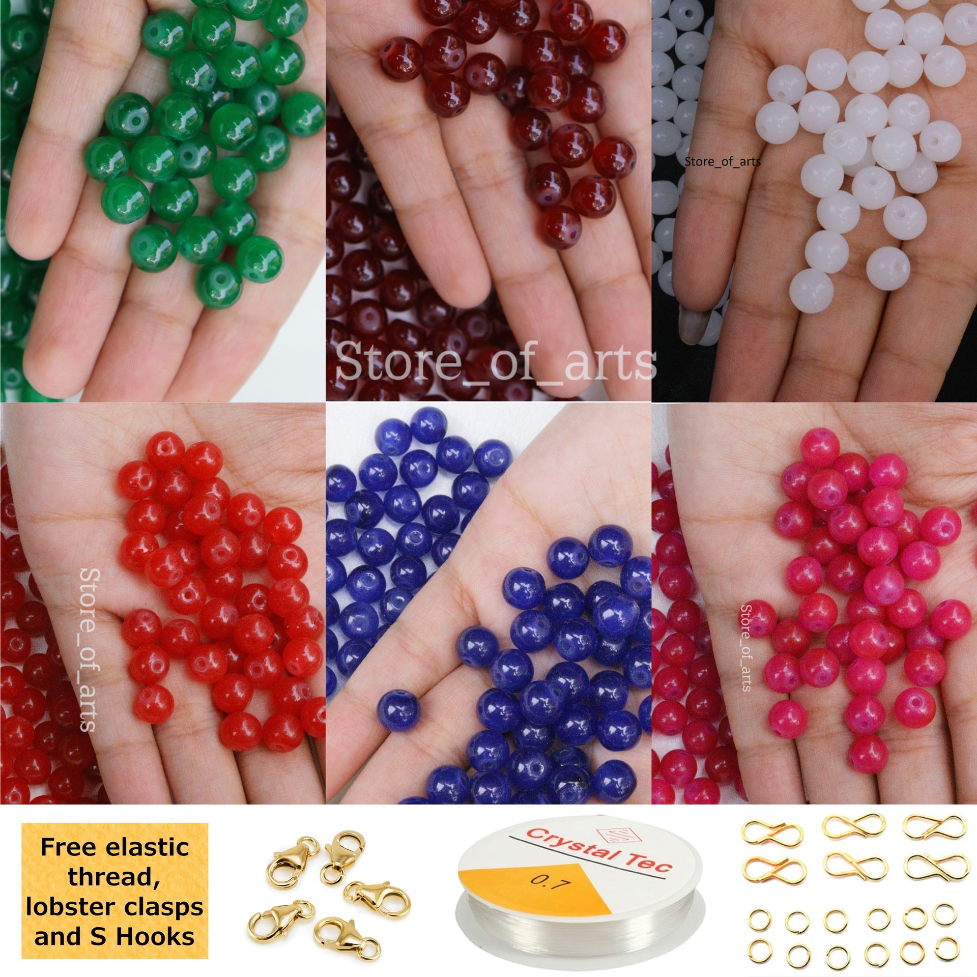 384pcs/624pcs 8mm Glass Beads For Jewelry Making, 24 Random Colors 8mm  Crystal Beads Imitation Jade Beads Bracelet Making Kit With Jump Ring,  Lobster Clasp, Elastic Thread For Bracelet Necklace Earrings Jewelry Making