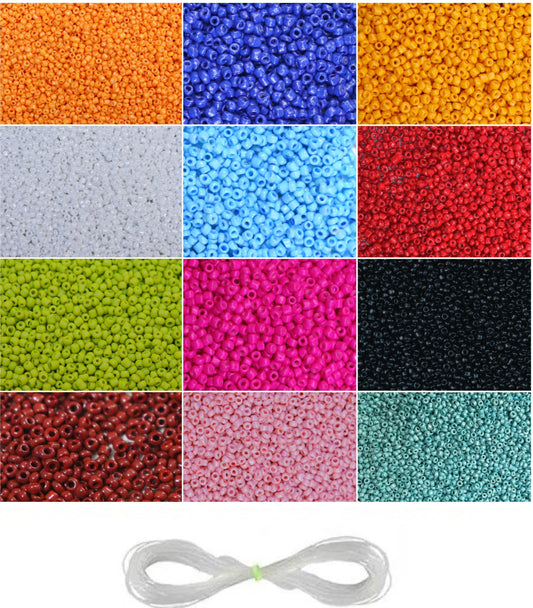 Beads Combo of 2mm (11/0),Pack of 12 Mini Glass Beads (20gm Each Packet)